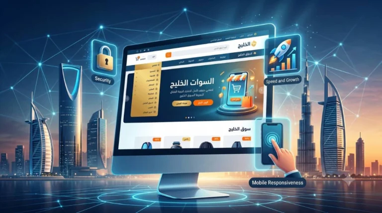 واجهة عرض لخدمات تصميم مواقع الويب الاحترافية تناسب السوق الخليجي